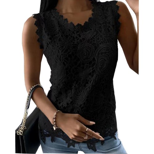 Women Lace Sleeveless Pullover Tops Vest Ladies Tank Top Blouse T-shirt Summer - Bild 9 von 12