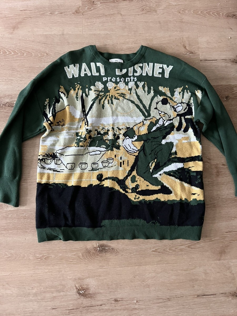 Goofy XL Walt Disney Green Knit Sweater Pullover How to Dance