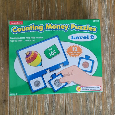 Lakeshore Counting Money Puzzles Level 2 Ages 6+ DD322 New Sealed 