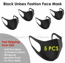 5pcs of Face Fashion Black Mask Washable 3D/ ...
