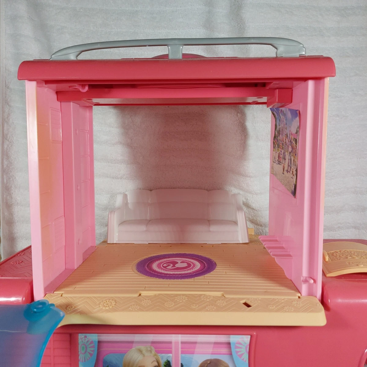 Pre Loved, 2014 Pink, Barbie Pop Up, RV Camper Girls Camping Toy Trailer  Barbie Travel Van Glamping 