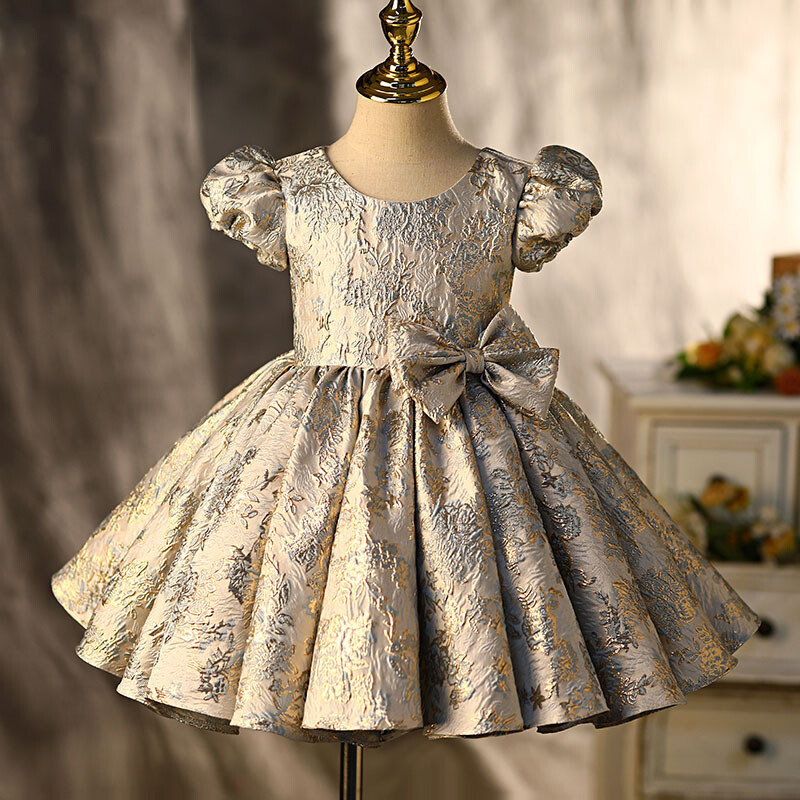 Girls Floral Bow Dresses Baby Princess Ball Gown Infant Lace
