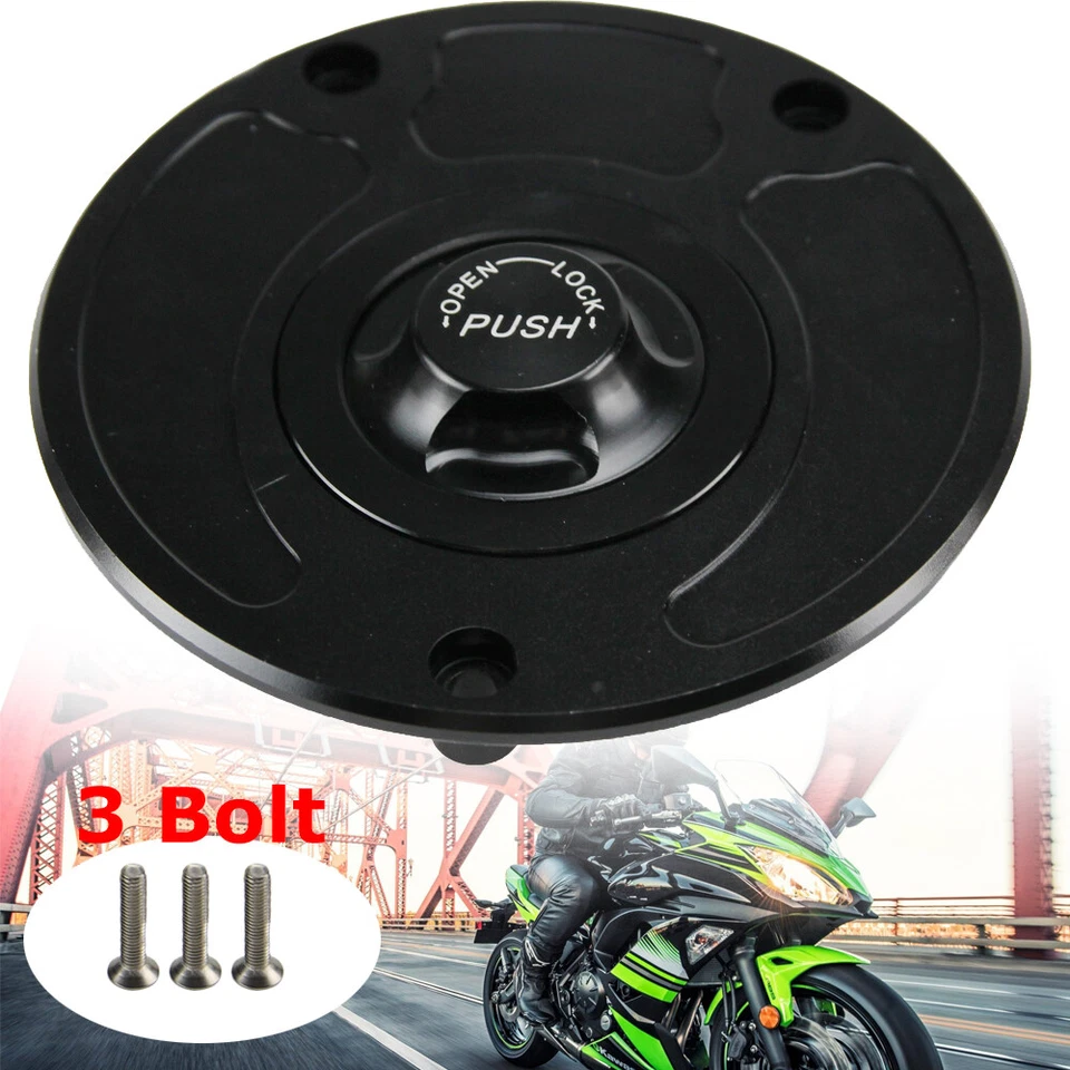 Keyless Fuel Gas Tank Cap Cover For Kawasaki Ninja ZX10R ZX6R ZX650R ZX9R ZX6RR - Image 3 of 4
