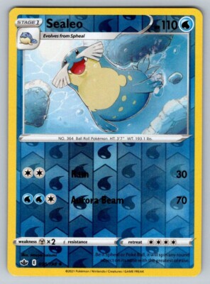 2021 Pokemon TCG Sword & Shield Chilling Reign Sealeo Reverse Holo 38/198 NM 