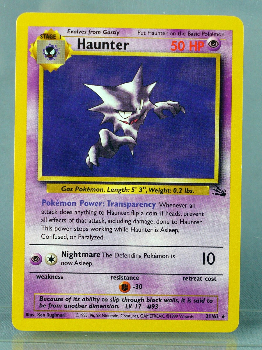 HAUNTER 21/62 POKEMON CARD 1999 FOSSIL SET BLACK STAR