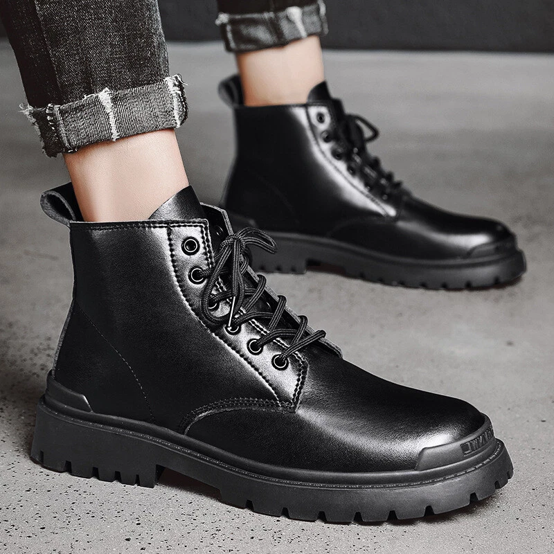 Mens punk top combat boots