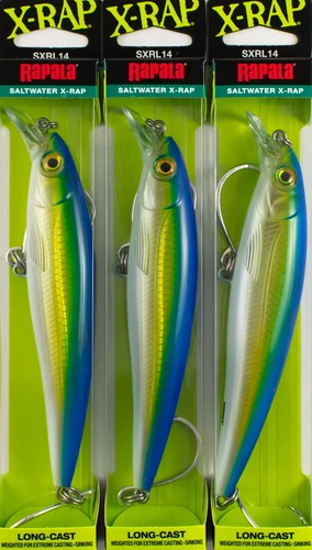 (LOT OF 3) RAPALA X-RAP LONGCAST 1-7/8OZ SXRL14 FUS FUSILER CP2403