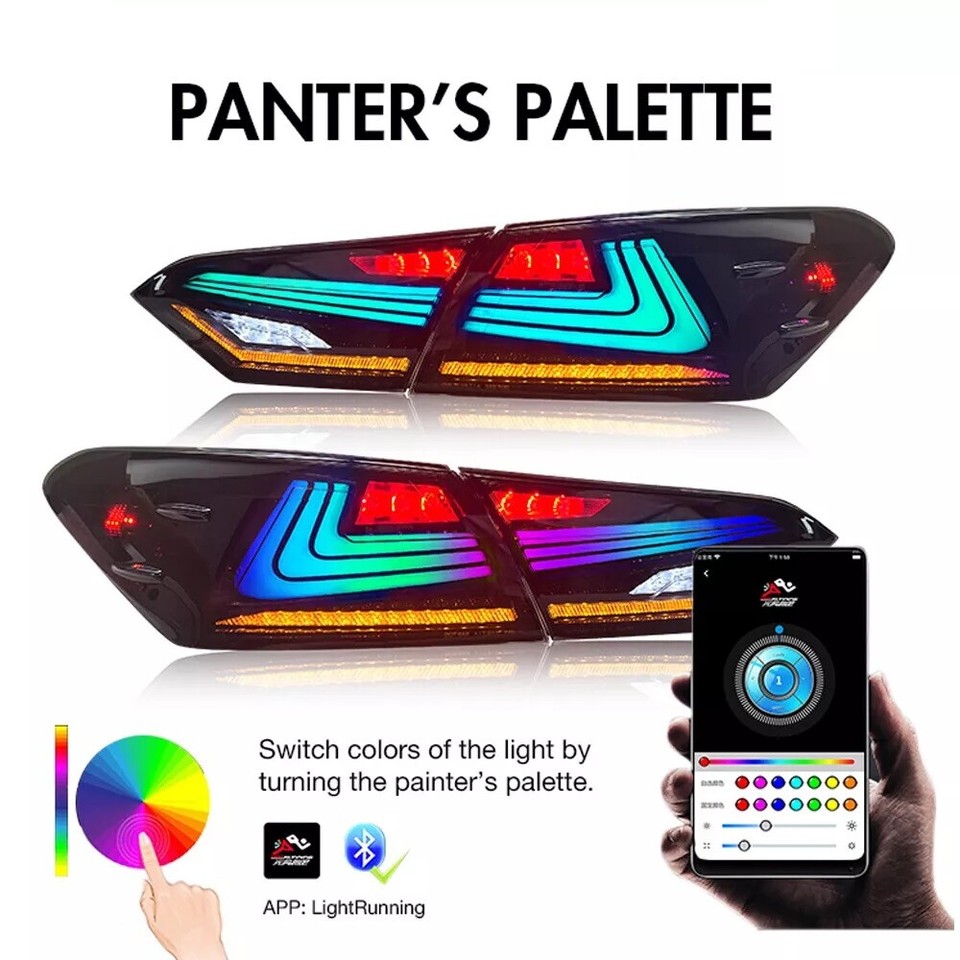 LED RGB Tail Lights for 2018-2024 Toyota Camry Sedan Rear Lights ...