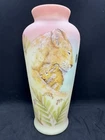 HTF Fenton Hand Painted Burmese Mother's Day Vase w/ Lioness & Cub