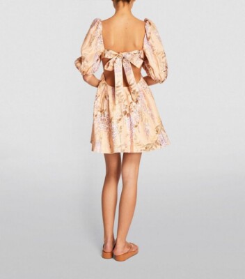 knee length dresses for ladies Zimmermann High Tide Guava Lace Mini Dress