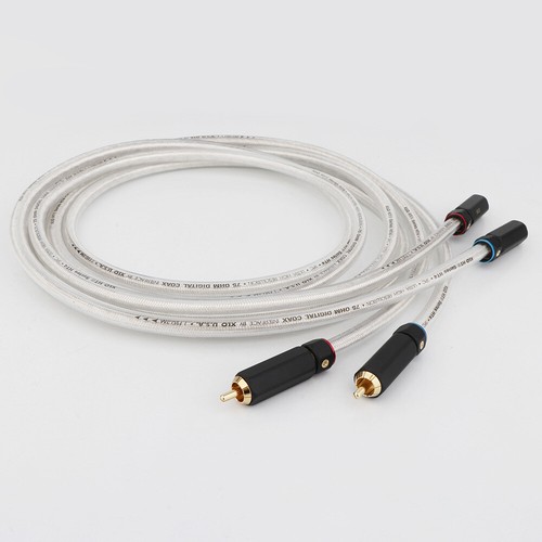 Pair 75Ohm Pure Copper Coaxical RCA Cable HiFi Audio Signal Interconnect Cord - Picture 7 of 11