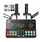 Podcast Equipment Bundle for 2, Audio Interface DJ Mixer with 48V XLR Condens...