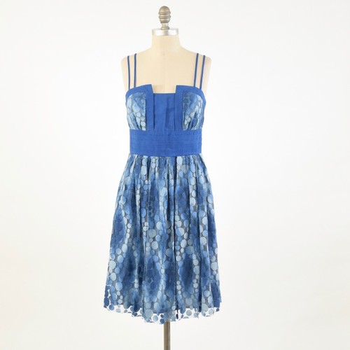 Plenty by Tracy Reese Dress 6 Blue Polka Dot Lace Fit & Flare Cocktail