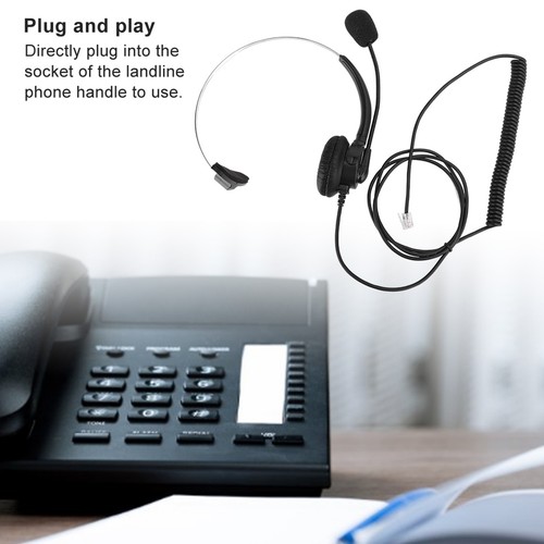 Telephone Monaural Headset Landline Phone Headphone With Mic For Home Use GFL - Afbeelding 8 van 12