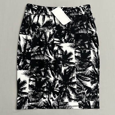 Fabletics Cora Skirt Women Medium M Black White Tropical Pencil Stretch Athletic