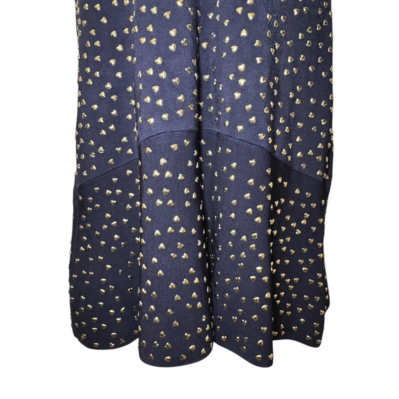 $350 MICHAEL KORS abito in maglia blu navy con borchie cuore oro taglia L 10 12 NUOVO