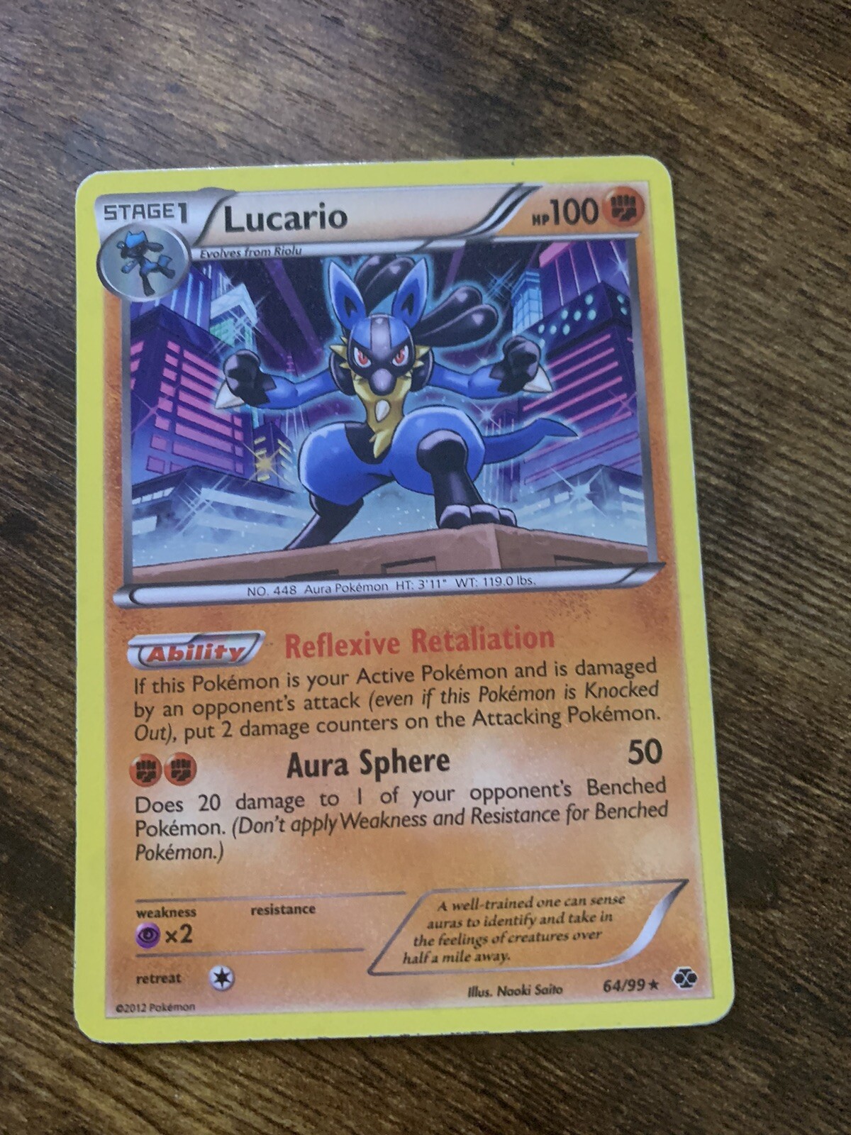 Pokemon - Lucario 64/99  Cosmos Holo Rare - Next Destinies - Black & White NM
