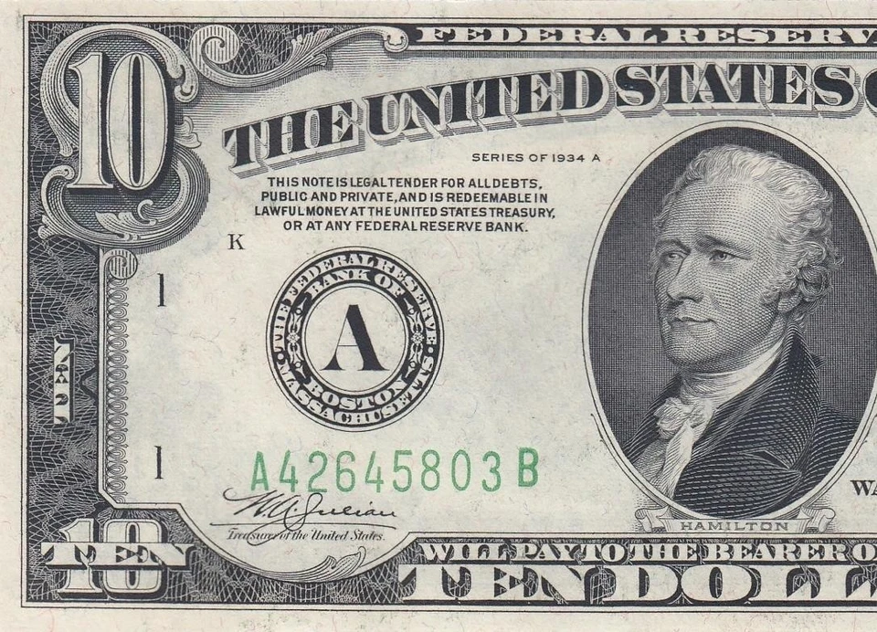 1934-A FEDERAL RESERVE NOTE $10 "BOSTON" (( GEM UNC )) - Image 2 of 4