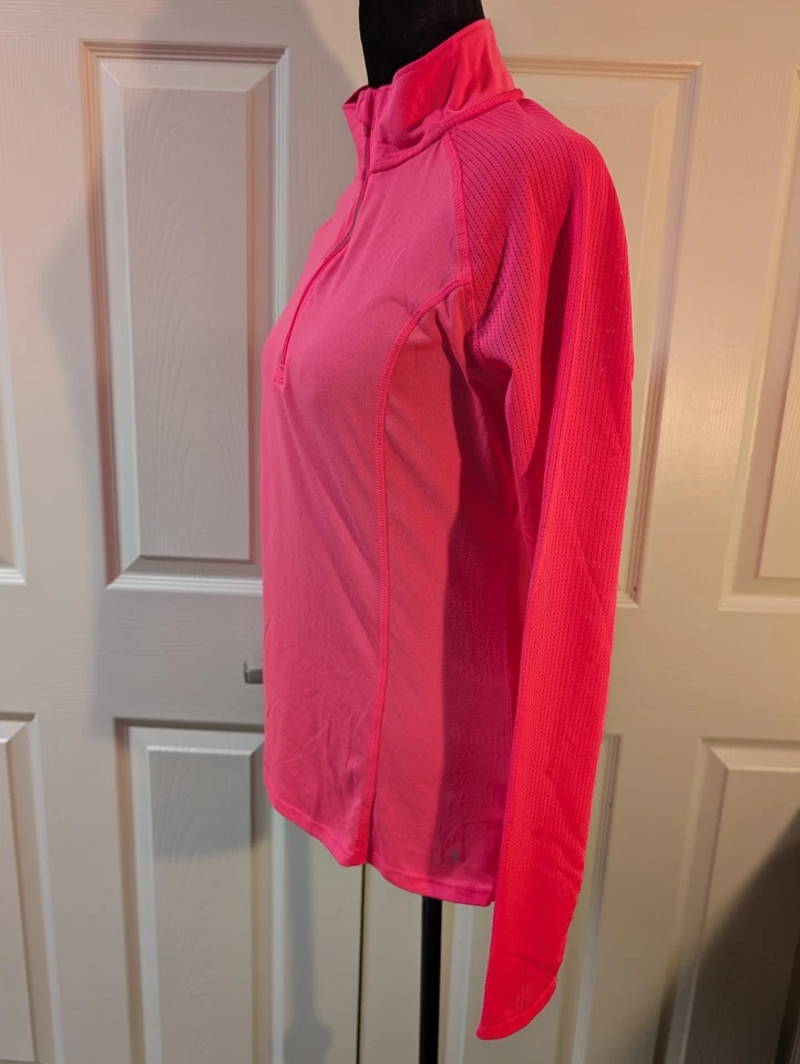 Camisa Danskin Now Para Mujer Manga Larga 1/4 Cremallera Cuello Alto Pullover Rosa Mediana Foto 2 de 4