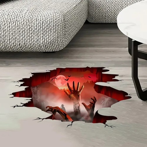 Adesivo manuale fantasma 3D PVC 2 pezzi rimovibile spaventoso horror decorazione pavimento Halloween - Foto 7 di 24