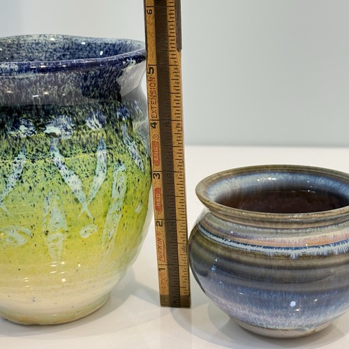 Studio Art Pottery Vases Signed Small to Medium 3”-5” Lot of 3 Blue Hand Thrown - Picture 8 of 12