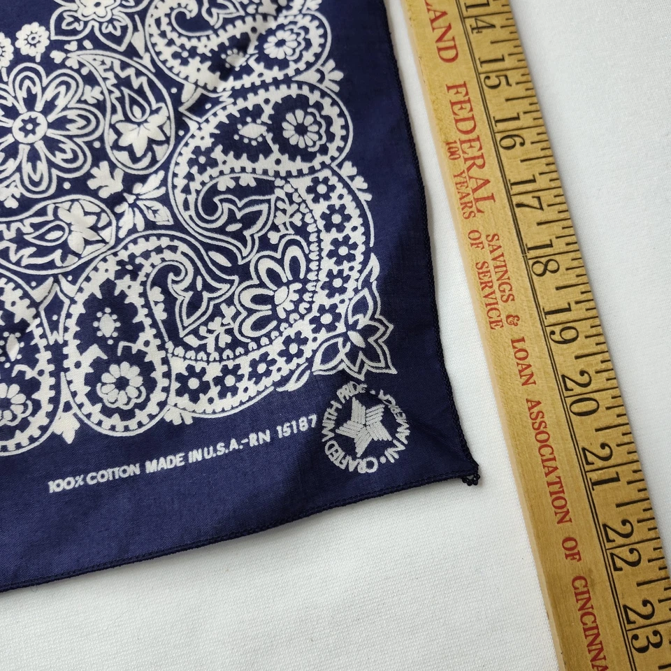 2x Pañuelo Paisley 100% Algodón Pañuelo De Colección Negro y Azul Marino Hecho en EE. UU. Foto 3 de 4