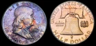 1962 FRANKLIN HALF PF63 ANACS BEAUTIFUL PURPLE TONE #0733