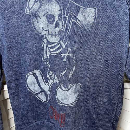 NWT Obey Propaganda “OH BOY” Blue Long Sleeve Unhemmed Sleeves Women’s X small - Picture 2 of 7