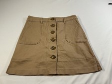J.CREW Beige Cotton Twill A-Line High Rise Button-Front Skirt Womens