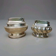Ronson Table Lighters Crown Queen Anne Silver Plate Cigarette Elegant Vtg