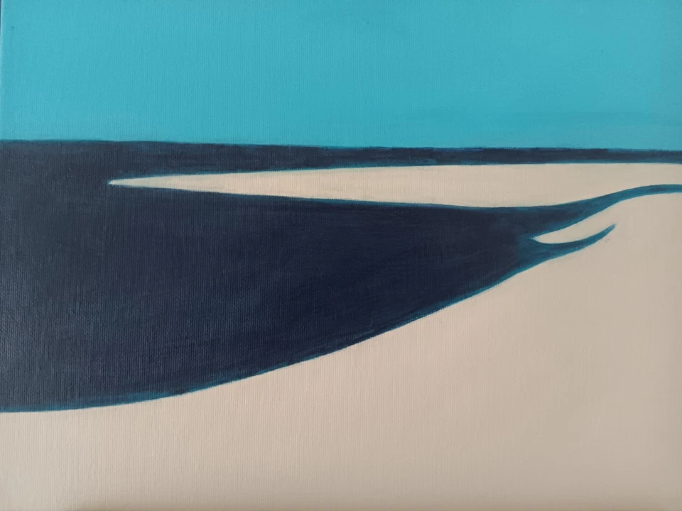 Pintura Acrílica Original Lienzo Arena Playa Paisaje Marino.11 x 14 11x14" Foto 2 de 4