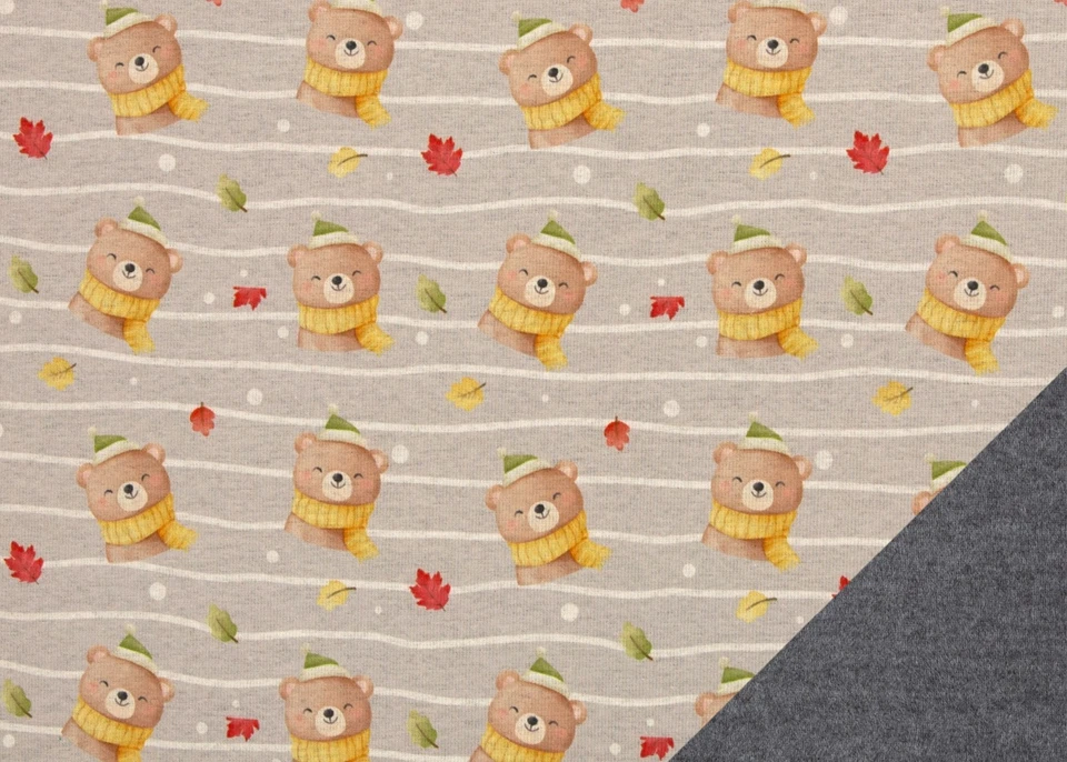 Isla Alpenfleece Bär hellgrau Sweatstoff Innenseite Fleece Alpensweat Swafing 50 - Bild 4 von 4