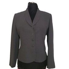 Le Suit Black Micro Dot Career Blazer Lined Button Front Suit Jacket 10