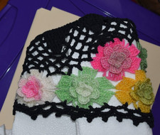 Lady Knitted Beanie Cap Hollow Flower Hat Headwear Hand-crocheted Ethnic Cap