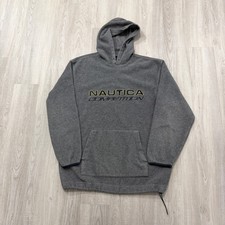 Vintage Nautica Competition Fleece Hoodie Men's Extra Large XL Gray 90s Hip Hop
