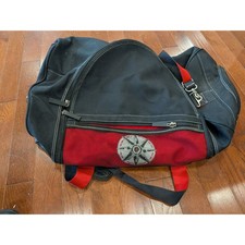 Black Red Canvas Duffel Bag Weekender Gym Travel Bag with Ventilated Shoe Pocket