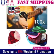 100pcs Guitar Picks Acoustic Electric Plectrums Celluloid Assorted Colors USPS
