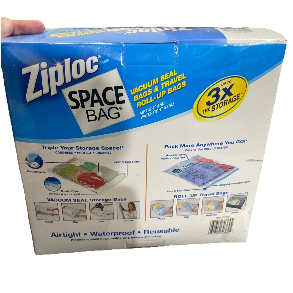 Combo de 15 bolsas espaciales Ziploc sellado al vacío de compresión almacenamiento estanco viaje Foto 3 de 3