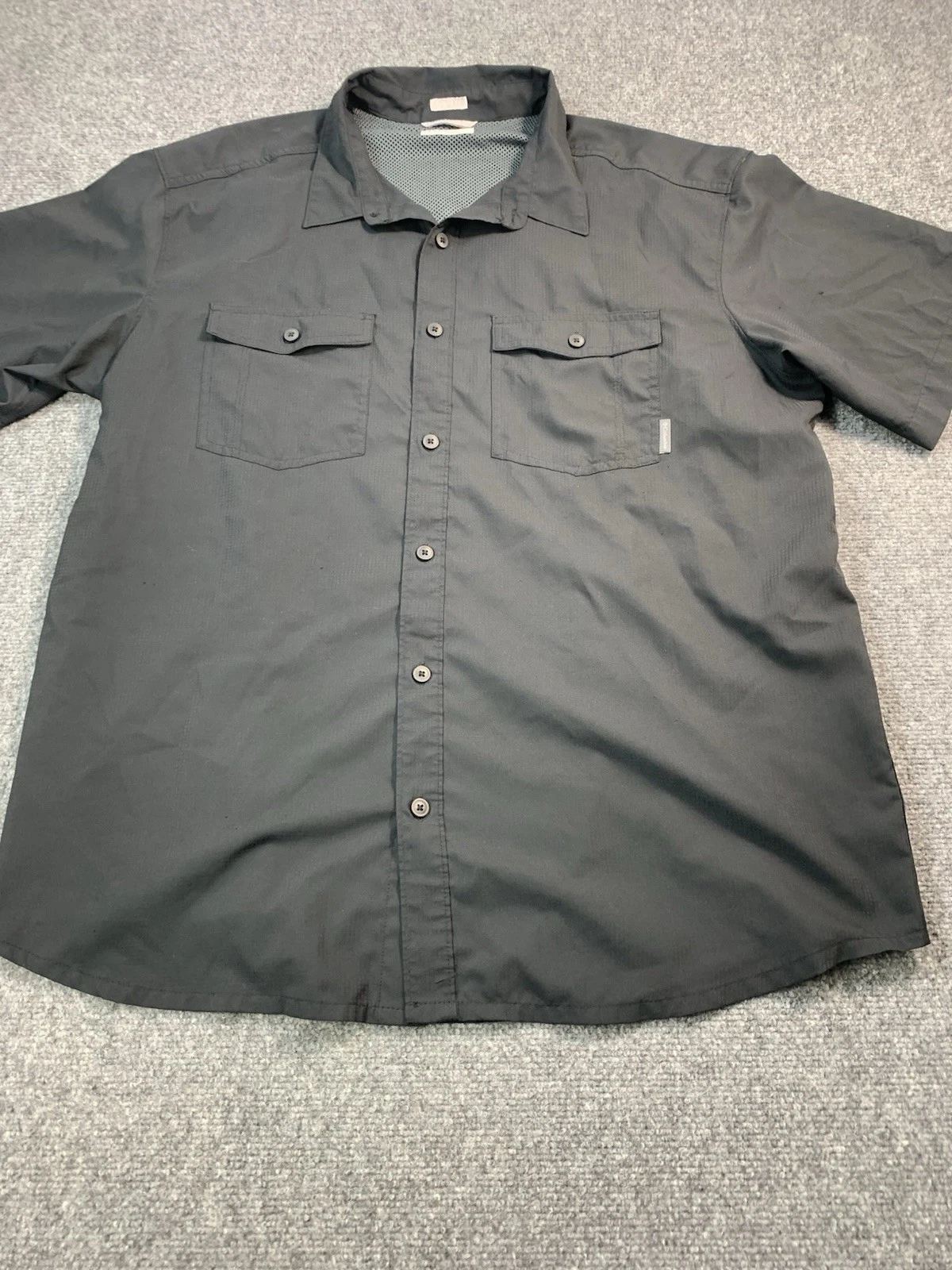 Columbia Shirt Mens XL Black Short Sleeve Button Up Pocket Outdoors