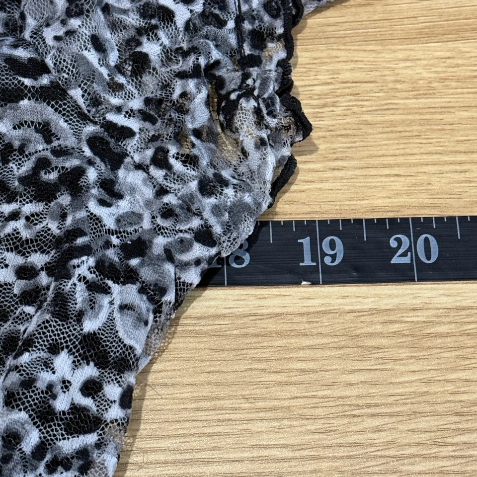 Top babydoll de malla y2k talla s Leopardo Volantes Transparente Hada Grunge Indie Negro Gris Foto 4 de 4