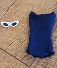 Barbie Navy Helenca Swimsuit (1963) w/ Matching Blue Cat Eye Sunglasses