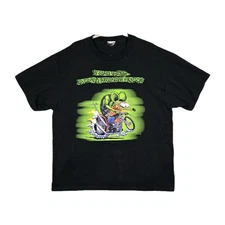 Rat Fink Ed Roth Vintage 1998 Screenprint Black T-Shirt Pre-Shrunk Adult Size XL