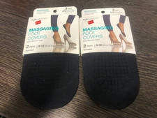 Hanes StyleEssentials Massaging Black Foot Covers Shoe Size 9-12 (4 pairs total)