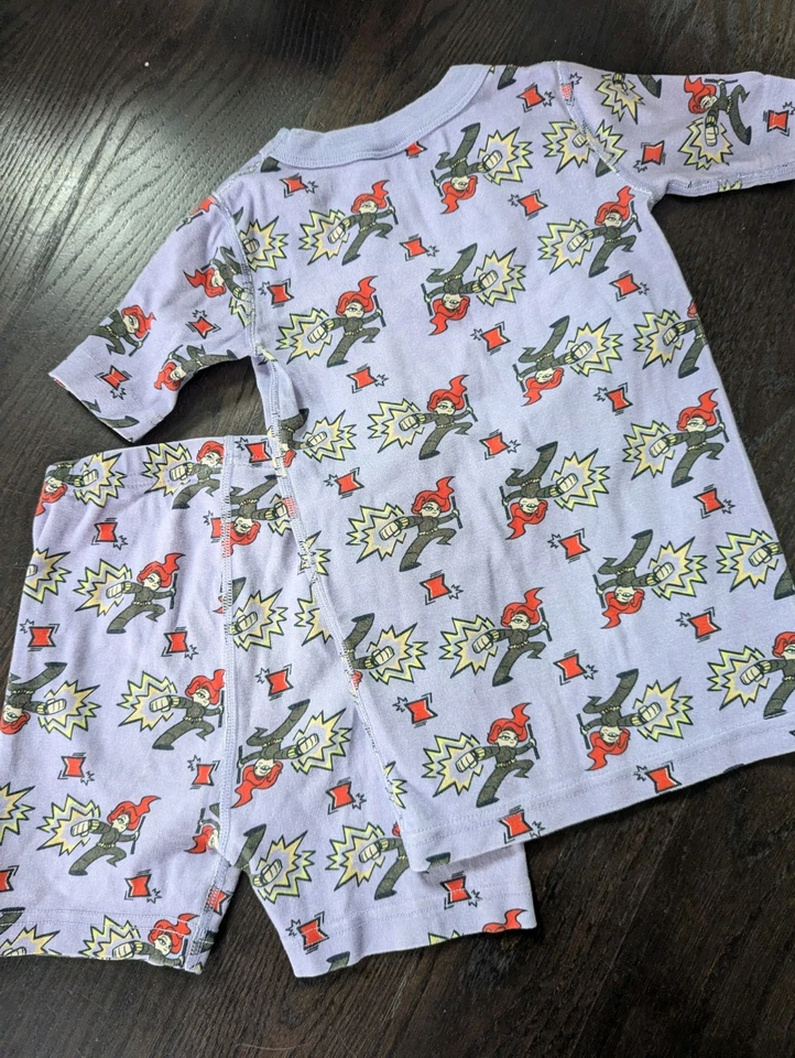 Kids Hannah Andersson Unisex Marvel Summer PJ Set Short Sleeve Purple Size 6-7 - Image 2 of 4