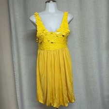 ALICE + OLIVIA Yellow Sequin Sleeveless Party Silk Blend Dress sz S