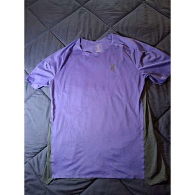 On Running Performance-T Mens Purple Grey Technical Short Sleeve Shirt Size M