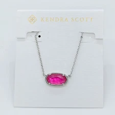 New Kendra Scott Elisa Silver Pendant Necklace In Azalea Illusion