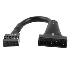 USB 2.0 9 Pin Female to USB 3.0 20 Pin Male Cable Adapter Connector Black