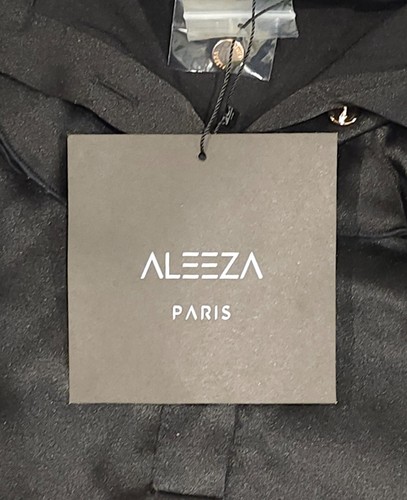 Aleeza Paris schwarze Satin Rüschen Bluse mit goldenen Knöpfen Gr. Extra Large neu mit Etikett - Bild 3 von 5