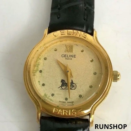 CELINE Ladies Watch Bezel Logo Engraved Authentic Used